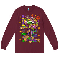 Burgundy Mardi Gras love lips Long Sleeve Tee - HowdyJamesFarm