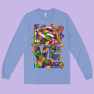 Mardi Gras Love Lips Long Sleeve Tee Designed By Howdyjamesfarm