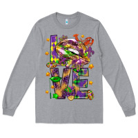 Heather Grey Mardi Gras love lips Long Sleeve Tee - HowdyJamesFarm