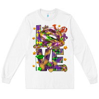 White Mardi Gras love lips Long Sleeve Tee - HowdyJamesFarm