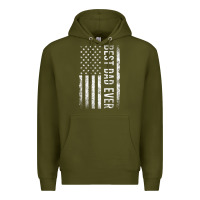 Army Green Father's Day Best Dad Ever American Flag Premium Hoodie - minhPixels