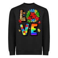 Black autism love Heavyweight Sweatshirt - LillyAllenDesigns