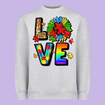 Autism Love Heavyweight Sweatshirt Designed By Lillyallendesigns