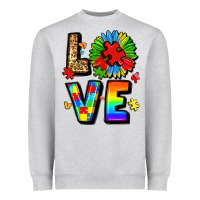 Heather Grey autism love Heavyweight Sweatshirt - LillyAllenDesigns