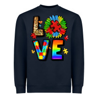 Navy autism love Heavyweight Sweatshirt - LillyAllenDesigns