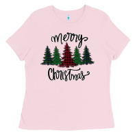 Bubblegum Pink Merry Christmas Trees Ladies Tee - Bettercallsaul