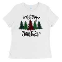 White Merry Christmas Trees Ladies Tee - Bettercallsaul