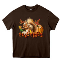 Chocolate Brown Fall Vibes Squirrel Heavy Core Tee - LillyAllenDesigns