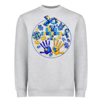Heather Grey World Down Syndrome Day Heavyweight Sweatshirt - CowhideDigitalArt