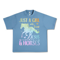 Pebble Blue Jesus And Horses, Horse Gifts For Girls, Women Urban Heavy Tee - minhPixels