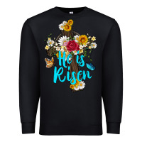 Black he is rısen with cross and butterfly Premium Sweatshirt - Artiststas