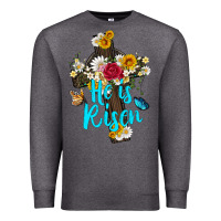 Charcoal Heather he is rısen with cross and butterfly Premium Sweatshirt - Artiststas