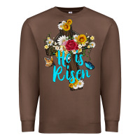 Chestnut he is rısen with cross and butterfly Premium Sweatshirt - Artiststas