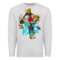Dove Grey he is rısen with cross and butterfly Premium Sweatshirt - Artiststas
