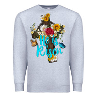 Heather Grey he is rısen with cross and butterfly Premium Sweatshirt - Artiststas