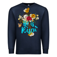 Navy he is rısen with cross and butterfly Premium Sweatshirt - Artiststas