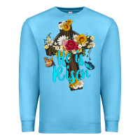 Ocean Blue he is rısen with cross and butterfly Premium Sweatshirt - Artiststas