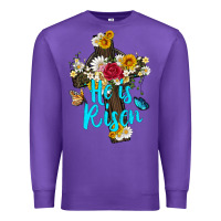 Purple he is rısen with cross and butterfly Premium Sweatshirt - Artiststas