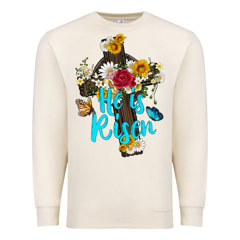 He Is Rısen With Cross And Butterfly Premium Sweatshirt by Artiststas | Teevron