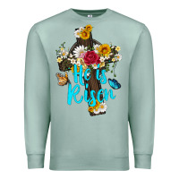 Seafoam he is rısen with cross and butterfly Premium Sweatshirt - Artiststas