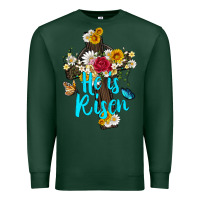 Sports Green he is rısen with cross and butterfly Premium Sweatshirt - Artiststas