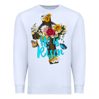 White he is rısen with cross and butterfly Premium Sweatshirt - Artiststas