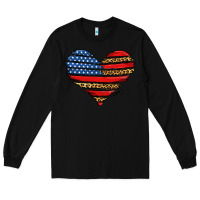Black american leopard brushstroke heart Long Sleeve Tee - Jasminsmagicworld