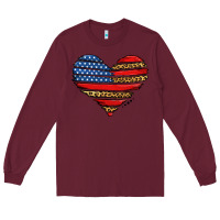 Burgundy american leopard brushstroke heart Long Sleeve Tee - Jasminsmagicworld