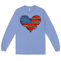 Colony Blue american leopard brushstroke heart Long Sleeve Tee - Jasminsmagicworld
