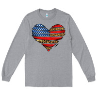 Heather Grey american leopard brushstroke heart Long Sleeve Tee - Jasminsmagicworld