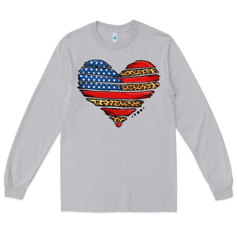 American Leopard Brushstroke Heart Long Sleeve Tee by Jasminsmagicworld | Teevron