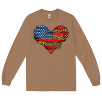 Toasted Coconut american leopard brushstroke heart Long Sleeve Tee - Jasminsmagicworld