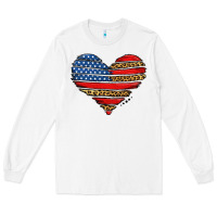 White american leopard brushstroke heart Long Sleeve Tee - Jasminsmagicworld