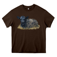 Chocolate Brown Black Angus Calf Illustrations Heavy Core Tee - LillyAllenDesigns