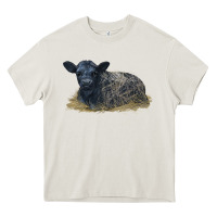 Cream Black Angus Calf Illustrations Heavy Core Tee - LillyAllenDesigns