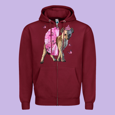 Baby Hyena With Tutu Zipper Hoodie Designed By Lillyallendesigns