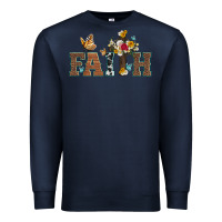 Navy faith cross and butterfly with sunflower leopard and roses Premium Sweatshirt - Artiststas