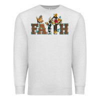 Oatmeal Heather faith cross and butterfly with sunflower leopard and roses Premium Sweatshirt - Artiststas