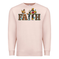 Pale Pink faith cross and butterfly with sunflower leopard and roses Premium Sweatshirt - Artiststas