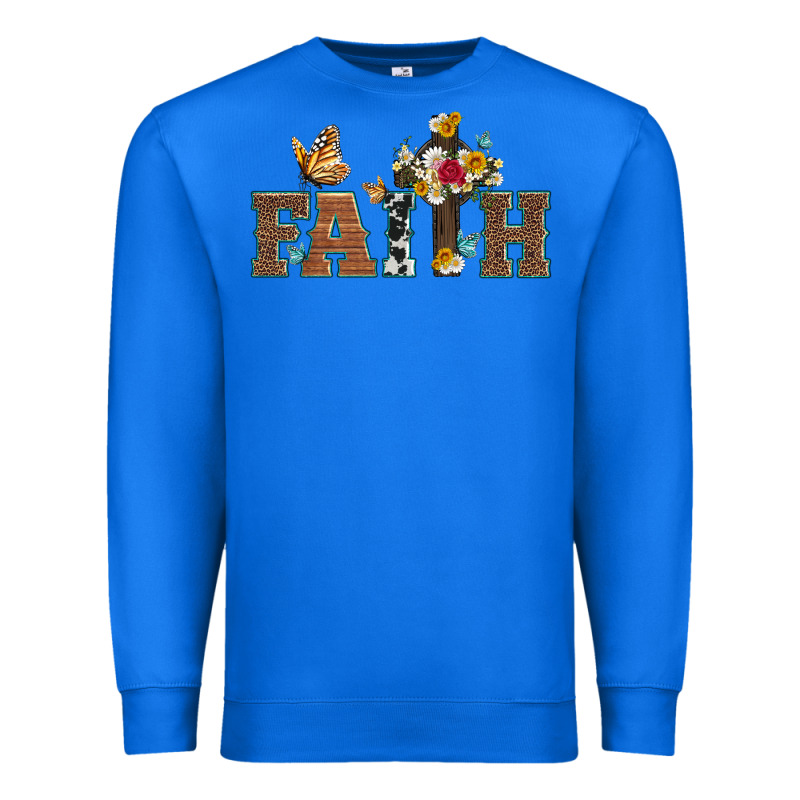 Faith Cross And Butterfly With Sunflower Leopard And Roses Premium Sweatshirt by Artiststas | Teevron