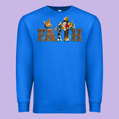Faith Cross And Butterfly With Sunflower Leopard And Roses Premium Sweatshirt Designed By Artiststas