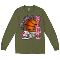 Army Green Basketball girl Long Sleeve Tee - HowdyJamesFarm