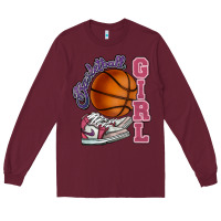 Burgundy Basketball girl Long Sleeve Tee - HowdyJamesFarm