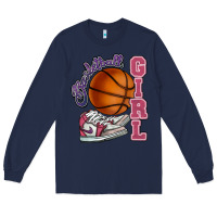 Navy Basketball girl Long Sleeve Tee - HowdyJamesFarm