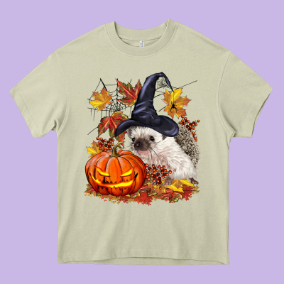 Halloween Hedgehog Heavy Core Tee Designed By Lillyallendesigns