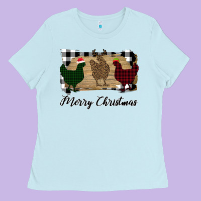 Merry Christmas Chickens Ladies Tee Designed By Bettercallsaul