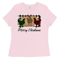 Bubblegum Pink Merry Christmas Chickens Ladies Tee - Bettercallsaul