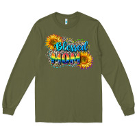 Army Green Blessed mom Long Sleeve Tee - CowGirlArtShop