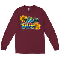 Burgundy Blessed mom Long Sleeve Tee - CowGirlArtShop