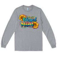 Heather Grey Blessed mom Long Sleeve Tee - CowGirlArtShop